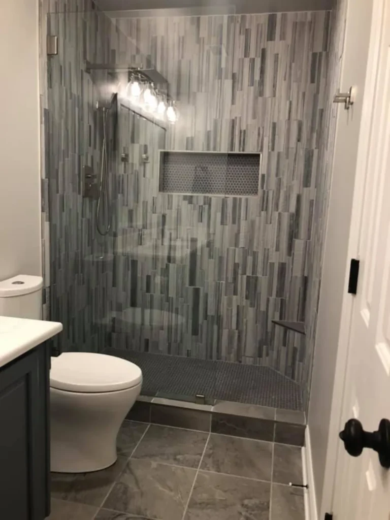 After: tiled walk-in shower remodel