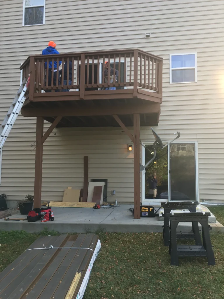Before: old small wood deck on the back of a Charlotte-area home