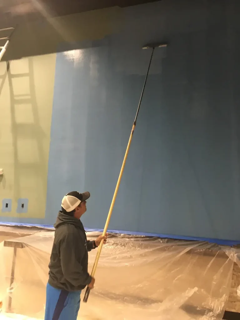 Commercial interior painting and wood bar build