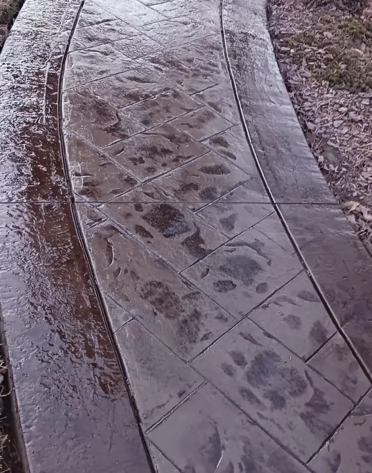 Stamped concrete walkway and steps