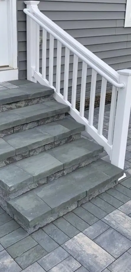 Stamped concrete walkway and steps
