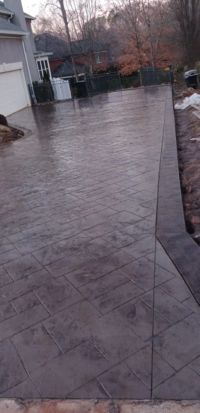 Stamped concrete walkway and steps