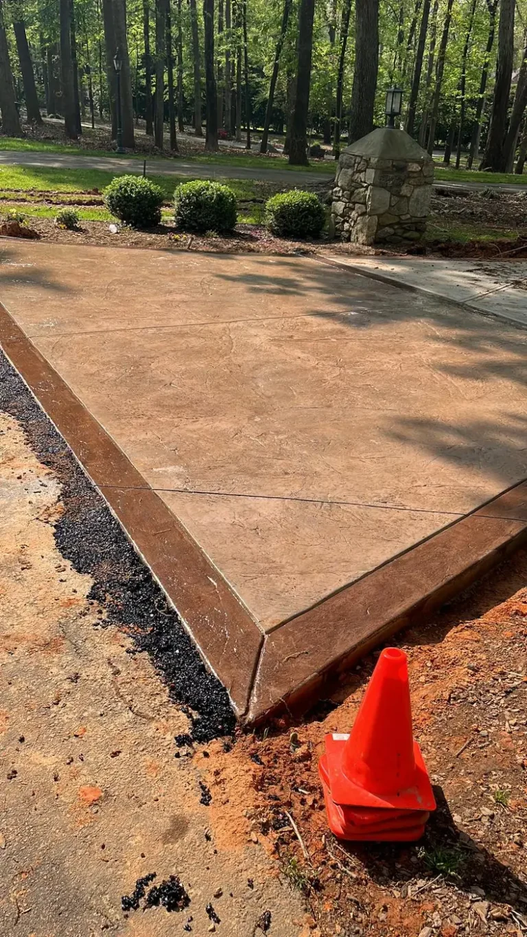 Stamped concrete walkway and steps