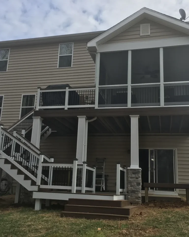 After: new two-level composite deck and screened porch