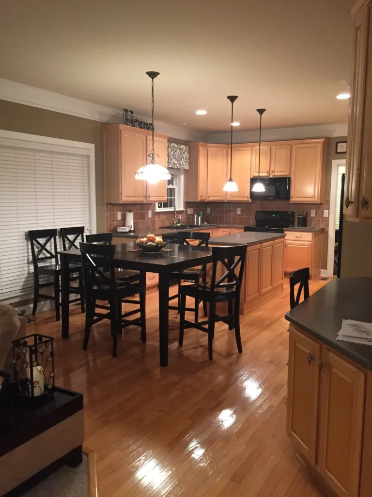 Before: maple kitchen cabinets