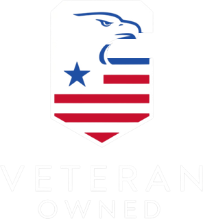 Veteran Owned badge (red, white and blue)